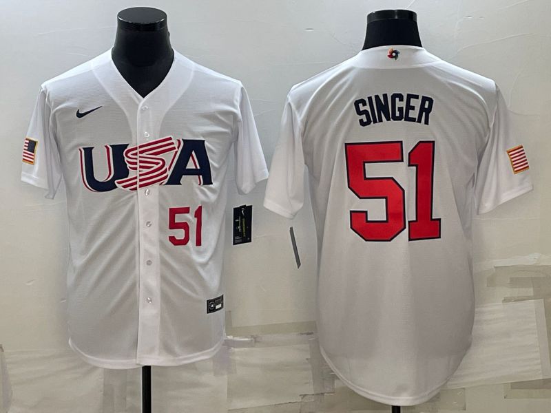 Men 2023 World Cub USA 51 Singer White Nike MLB Jersey6